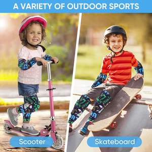 Ensemble de protections pour genoux et coudes pour enfants, protections souples pour tout-petits, motifs mignons, protections pour coudes et genoux avec rembourrage en EVA nid d'abeille - Product Image 5