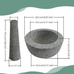 Juego <span class=keywords><strong>de</strong></span> <span class=keywords><strong>Mortero</strong></span> y Pilón <span class=keywords><strong>de</strong></span> Granito Hecho a Mano, Herramientas Duraderas para Moler Hierbas y Especias, 6 kg - Product Image 2