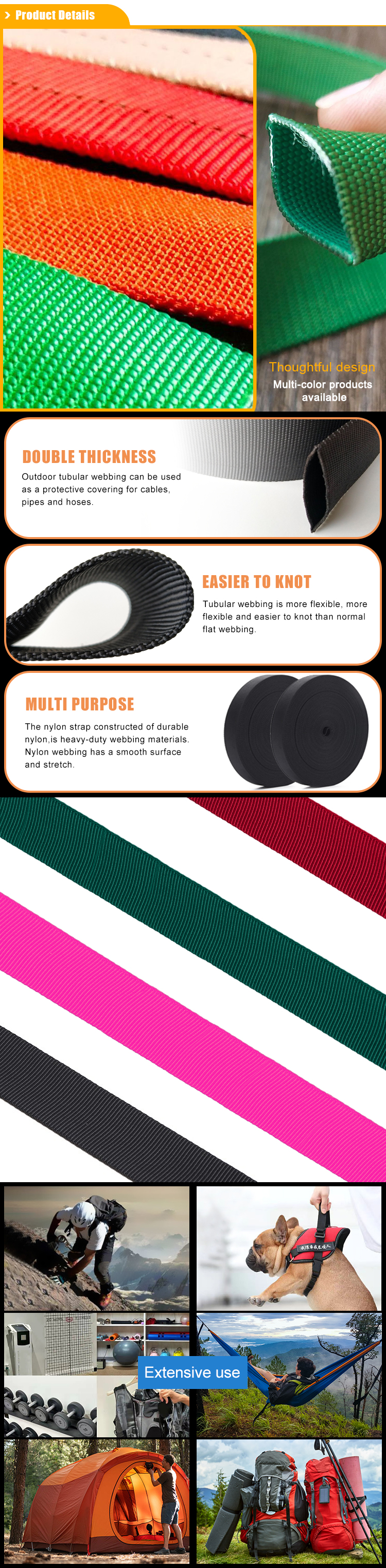 Baiyuheng Tubular nylon Webbing For Bag Strap reycled polyester 25mm nylon tubular webbing