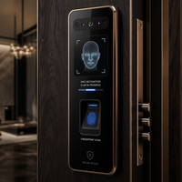Porte d'entrée principale extérieure pivotante en aluminium de luxe haute performance avec serrure intelligente biométrique pour villa moderne, haute sécurité, ignifuge