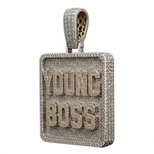 Pendentif personnalisé en or et rhodium plaqué, serti de moissanite, breloque lettre rectangulaire effet diamant, bijoux hip-hop unisexe - Product Image 5