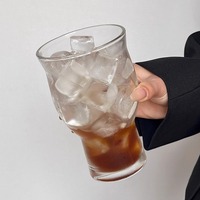 Grote glazen koffiemok met brede opening, Koreaanse stijl, voor ijskoude Americano, frisdrank, bruiswater & fruitthee - geschikt voor gebruik in de lounge.