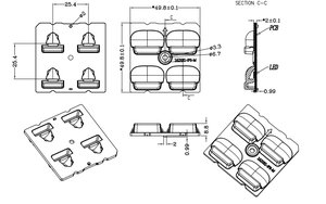 50x50mm <span class=keywords><strong>4</strong></span> trong <span class=keywords><strong>1</strong></span> 162x81 loại II-M SMD 5050 <span class=keywords><strong>LED</strong></span> ống kính cho Đèn đường <span class=keywords><strong>LED</strong></span> - Product Image 4