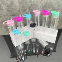 Gobelets à paille rabattable intégrés sans BPA, pour l'extérieur, la plage, l'école, 10 oz, gobelets en plastique pour enfants, globe à neige, bouteilles d'eau, pour enveloppes UV DTF