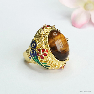 Resizable chim hình dạng năng lượng đá Nhẫn mạ vàng chữa bệnh tinh thể thạch anh nhẫn cho nam giới chakra tinh thể Tiger của mắt Đá Nhẫn - Product Image 3