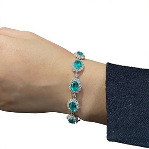 Nuovo Bracciale di Lusso 2026 a Forma di Uovo, Placcato Oro Paraba da 15 Carati, in Argento 925, Blu-Lago Verde, Gioielli da Donna per il Business - Product Image 1