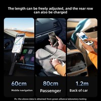 Kabel Pengisi Daya Mobil L506 CarPlay Teleskopik dengan Konektor USB-C/USB-A, Pengisian Cepat 60W, Anyaman Tembaga Berlapis Timah