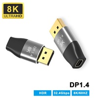 Adaptateur Mini DP 1.4 vers DisplayPort 8K, adaptateur DP mâle vers Mini DP femelle en aluminium, connecteur de conversion HD 60Hz 4K 144HZ pour ordinateur