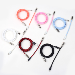 Naylon çift kollu USB C USB <span class=keywords><strong>Mini</strong></span> XLR sarmal kablo ile GX16 Aviator mekanik klavye için ayrılabilir bağlayıcı - Product Image 6
