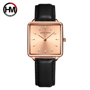Montre analogique pour femmes en acier inoxydable étanche de la marque HANNAH MARTIN, avec logo personnalisé, élégante, bracelet en cuir véritable - Product Image 4