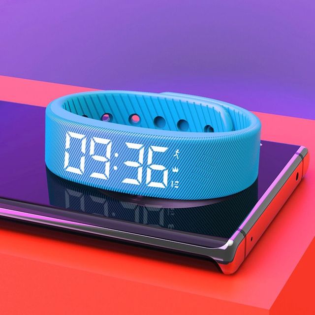 LED Digital Alarm Clock Watch Adjustable Snooze-proof Alarm Bracelet with Running Pedometer Waterproof Vibrating Alarm