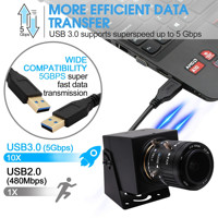 ELP 4K 60FPS USB 3.0 HD MI Çift Çıkışlı Ultra HD USB Kamera YUY2 1080p 60fps Web Kamerası, Endüstriyel Denetim için 2x Zoom Lensli