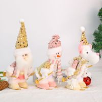 Handgefertigte Pailletten-Strick Öko-freundliche Klassische Weihnachtspuppe Weihnachtsmann Schneemann Rentier Figur Tischdekoration Weihnachtsdekoration für Zuhause