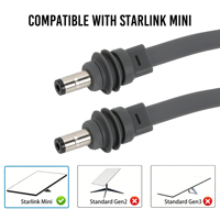 Langes Flachkabel für Starlink Mini, 10M 32,8FT, Wasserdichtes Ersatz-Stromkabel für RV und netzunabhängige Installationen