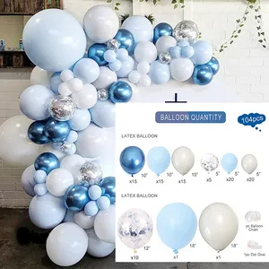 Guirnalda de globos de macarrón azul, arco de decoración para fiesta de cumpleaños, globo de látex para boda, fiesta de cumpleaños, Baby Shower, niños