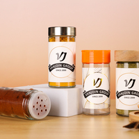 Bocaux à épices en verre de 90 ml avec couvercle à vis en bambou, plastique et aluminium pour le stockage des assaisonnements, avec impression de logo personnalisée