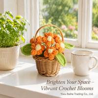 Panier mini tournesol en laine crochetée à la main, décoration de pot artificielle, cadeau d'entreprise pour les fêtes, pièce de présentation pour stand