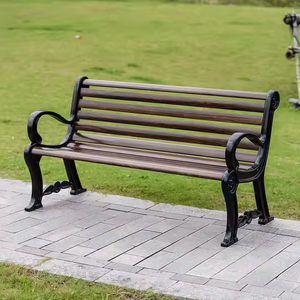 Banco de Parque Tradicional em Madeira Sólida Ecológica com Estrutura Metálica para Pátio e Jardim - Product Image 3