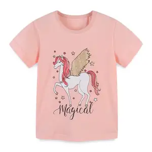 OEM Factory Best Sales 100% Cotton Cartoon Tshirt Kids Summer Custom Girls Tshirts