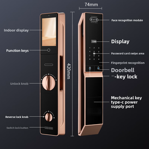 New tuya thông minh 3D mặt nhận dạng vân tay khóa cửa Wifi HD màn hình điện tử hợp kim nhôm Key sao lưu mở khóa hỗ trợ - Product Image 3