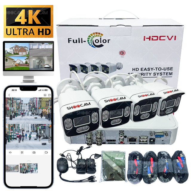 Full HD 2MP Outdoor CCTV Bullet XVR Kit Night Vision Intrusion Human Detection XVR NVR DVR Camera System for Outdoor Intrusion