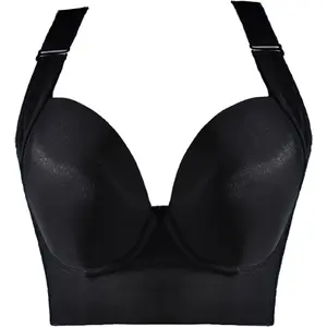 Fábrica de ropa interior OEM Sujetador de talla grande estilo delgado hermosa espalda sin alambre Sujetador push-up con forma de cuerpo de 7 pechos