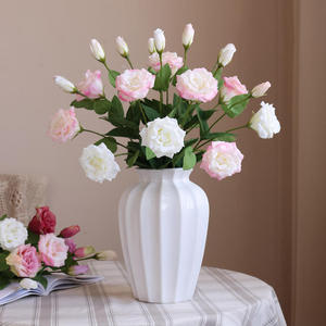Venta al por Mayor de <span class=keywords><strong>Eustoma</strong></span> Artificial Rosa de 62 cm con 2 Cabezas, Lisianthus de Tallo Largo para Decoración de Bodas y Hogar, Pedido al por Mayor - Product Image 2