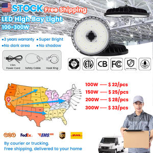 재고 무료 배송 2 개/판지 6500k 100W 150W 200W 300W ufo <span class=keywords><strong>led</strong></span> 하이 베이 라이트 1.5m AWG 케이블 플러그 - Product Image 2