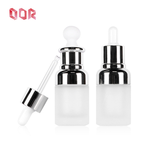 Customized Dropper <b>Bottle</b> Silver Essential Oil <b>Bottle</b> <b>Glass</b> <b>Bottle</b> Customized Cosmetics Container <b>Empty</b> with Rubber Dropper - Product Image 1