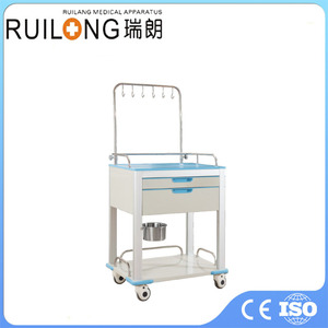 Sichuan Ruilang Aluminum Steel Infusion Cart Double Layer Silent Nursing <b>Trolley</b> With Fixed Handrail For Hospital Use - Product Image 5