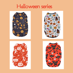 <span class=keywords><strong>Hot</strong></span> Selling <span class=keywords><strong>Pet</strong></span> Vest Benutzer definiertes Logo Schwarz Atmungsaktive Haustier kleidung Ghost Pumpkin Halloween Dog T-Shirt für kleine Hunde Katzen - Product Image 3