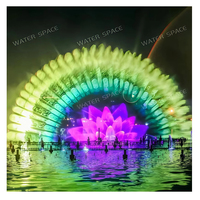 Fontaine à projection laser sur écran d'eau, diffusion de brume, imagerie, lieux en bord de mer, installation sur site