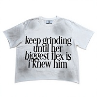 T-shirt court ample pour homme en coton blanc vintage délavé à l'acide, ourlet brut coupé, impression DTG personnalisée, logo, 220 g/m²