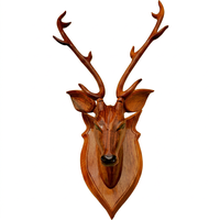 Décoration murale en bois faite à la main en forme de tête de cerf, sculpture animale rustique pour salon, bureau à domicile, chambre, entrée