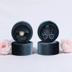 Hot Sale Velvet Jewelry <b>Box</b> Hot Stamping Logo Available in Pink Green & Gray for Ring <b>Storage</b> & Gift Purpose - Product Image 4