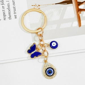 Blue Evil Eye Charm <strong>Keychain</strong> Gold Plated Crystal Rhinestone Butterfly Heart Hamsa Hand Lucky Amulet Bag Charm Jewelry Gift - Product Image 2