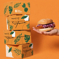 Boîte à hamburger en carton rigide, légère, portable, résistante à l'eau, pour restaurant de restauration rapide