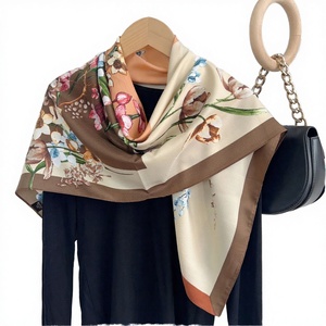 2025 New Luxury Floral Digital Print Natural Silk <b>Square</b> <b>Scarf</b> for Women Fashionable Headscarf 90cm*90cm Customizable Wholesale - Product Image 2