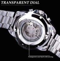 Montre mécanique automatique squelette Winner pour homme avec grand cadran et design lumineux Montre de luxe en acier inoxydable étanche
