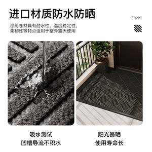 Tapis de porte extérieur épaissi, motif géométrique rectangulaire, antidérapant, en PVC, pour l'entrée - Product Image 3