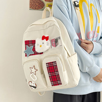 Mochila Escolar de Gran Capacidad con Doble Asa, Diseño Coreano de Anime y Dibujos Animados, en Poliéster y Nailon, para Estudiantes de Secundaria y Preparatoria