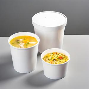 Seau à bouillie jetable de grande capacité 26Oz 32Oz en papier blanc pour nouilles instantanées pour soupe et boissons - Product Image 4