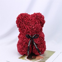 Ours en peluche de fleurs stabilisées DIY, ours en roses, boîte de fleurs artificielles, ruban lumineux LED pour cadeau de Saint-Valentin, Noël, coffret de bijoux riche