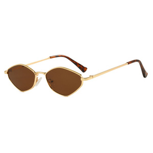 Custom Logo 2026 Vintage Lightweight Metal Frame Polygon Sun Glasses UV400 Diamond-shaped Small Frame Women <b>Sunglasses</b> - Product Image 5
