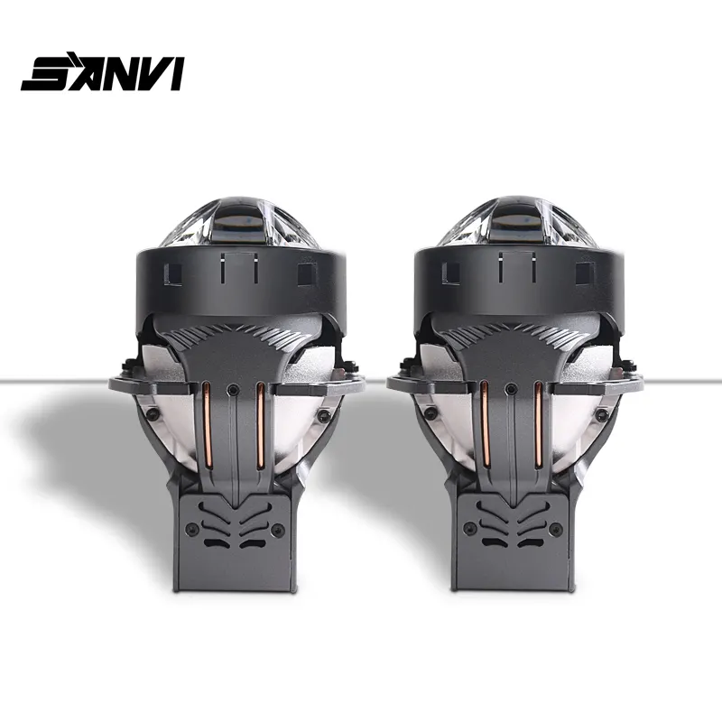 SANVI lampu otomotif sistem 3 inci, a11max bi led lampu depan lensa proyektor 80w 6000k dengan lensa ganda prisma proyektor led mobil