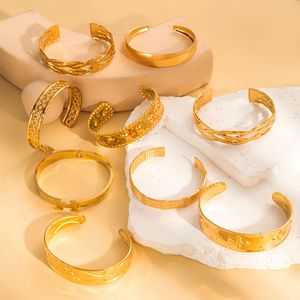 Bracciale da <span class=keywords><strong>donna</strong></span> in acciaio inossidabile dorato con doppia torsione, aperto, alla moda e semplice, stile vintage, per feste, marca ZG, bestseller - Product Image 5