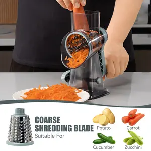 NISEVEN pemotong sayur Manual, alat pengiris dapur parutan keju putar dengan 3 pisau