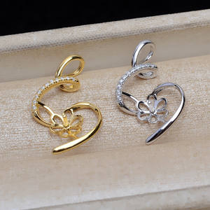 Base de pendentif en argent S925, DIY, perle 13-14, accessoires, support vide, design éclair, composants de bijoux - Product Image 5