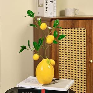 مزهرية طاولة من البورسلين بتصميم حديث من البورسلين محاكية لأزهار الليمون المحاكية للديكور وغرفة المعيشة والمكتب - Product Image 3