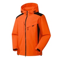 Chaqueta de invierno impermeable Softshell bordada con logotipo personalizado para hombre, soporte de tela vaquera, cierre de cremallera para deportes al aire libre, Safari